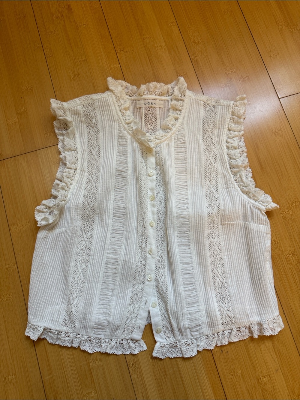 Doen Hallie Lace Sleeveless Blouse Size Small Salt